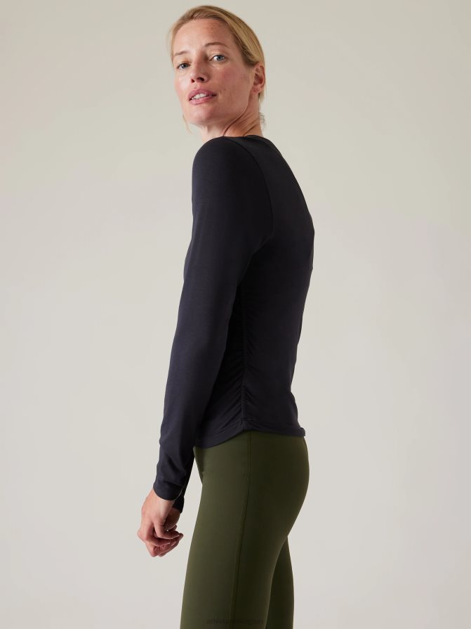 Athleta Women Black With Ease Cinch Top TZB4L0207