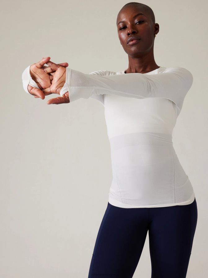 Athleta Women Bright White Momentum Seamless Top TZB4L0500