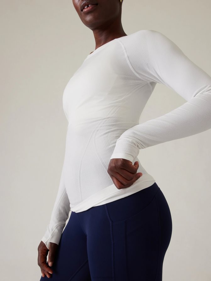 Athleta Women Bright White Momentum Seamless Top TZB4L0500