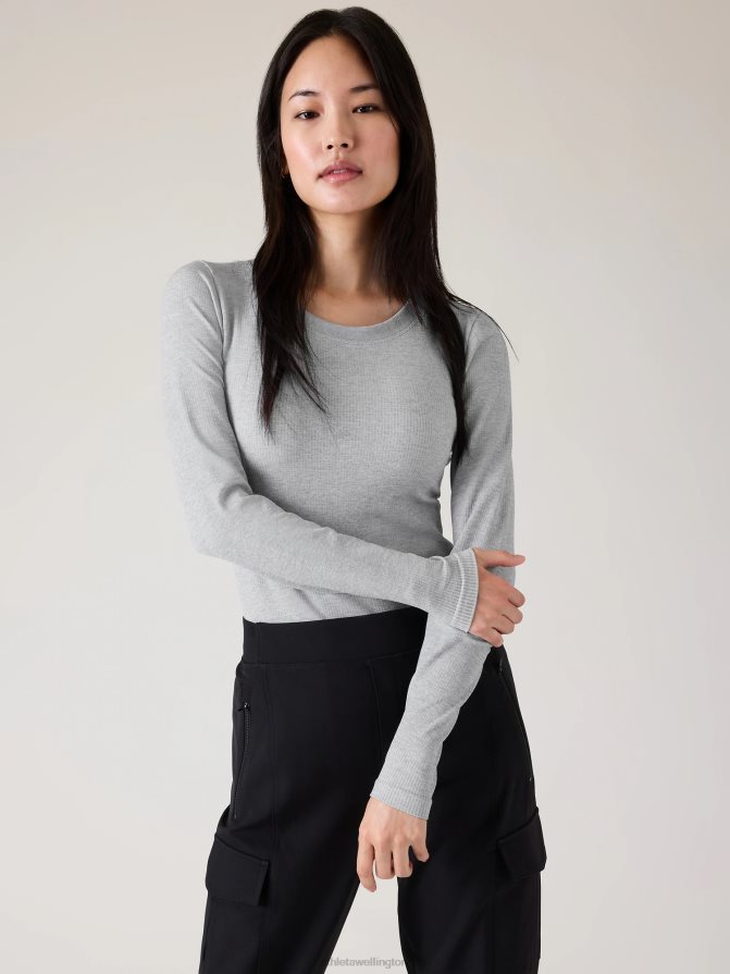 Athleta Women Grey Heather Renew Seamless Crewneck Top TZB4L0475