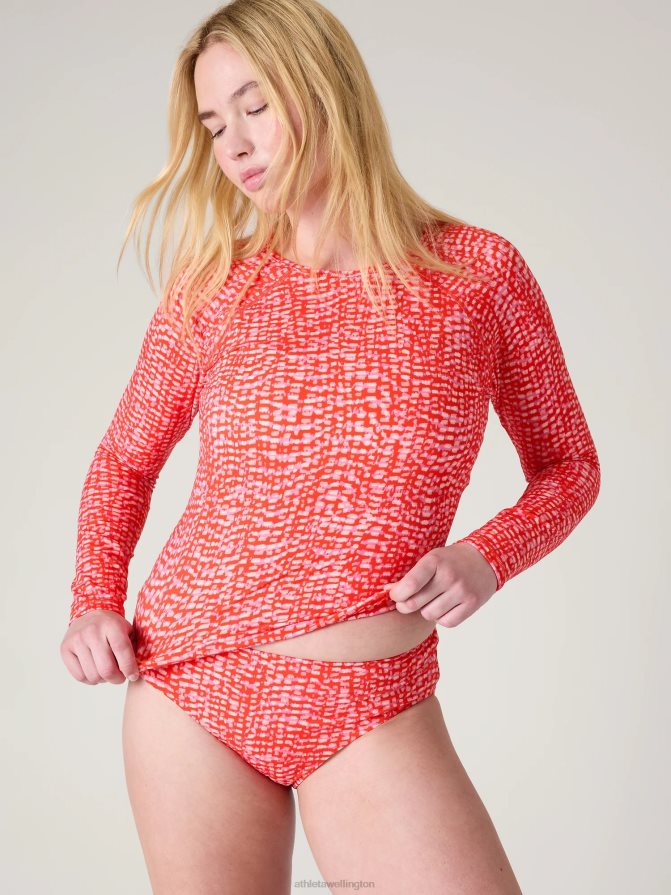 Athleta Women Hudson Red Point Break Rashguard TZB4L0896