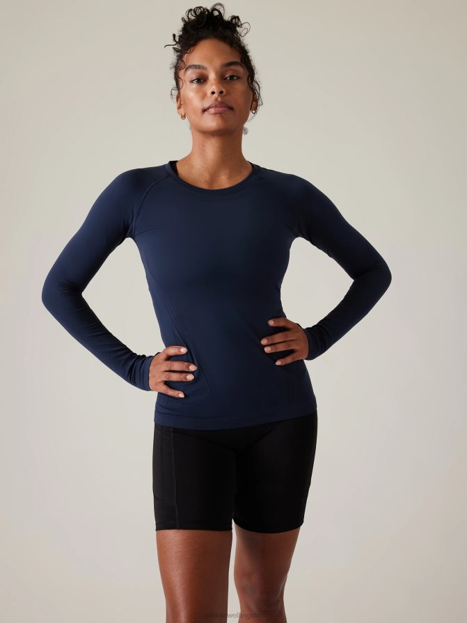 Athleta Women Navy Momentum Seamless Top TZB4L0443