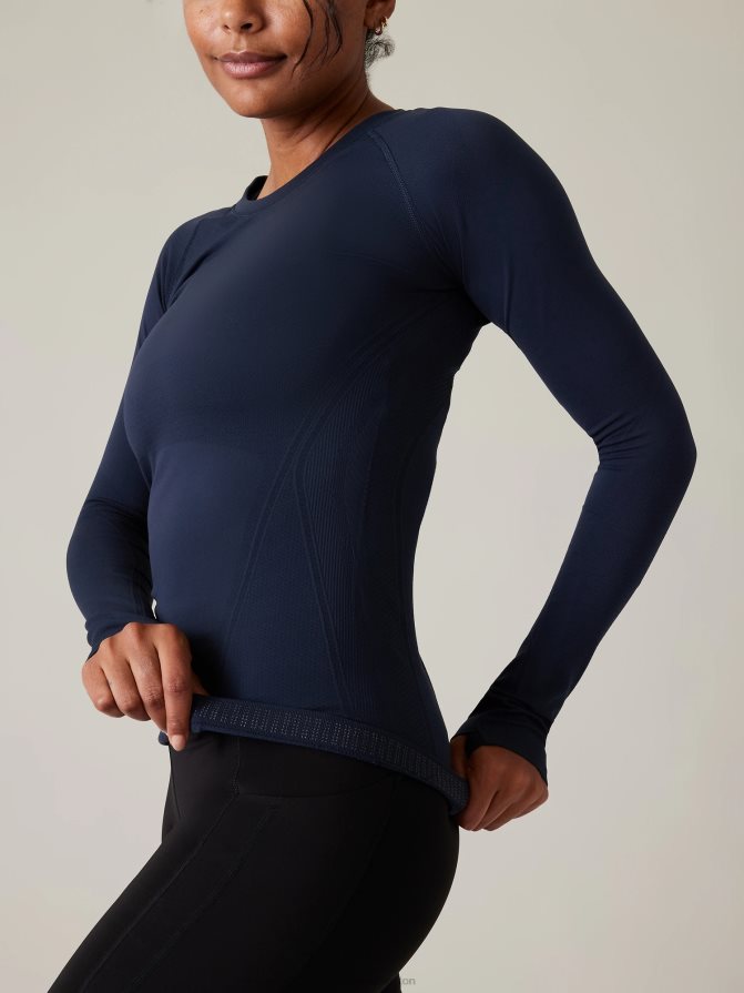 Athleta Women Navy Momentum Seamless Top TZB4L0443