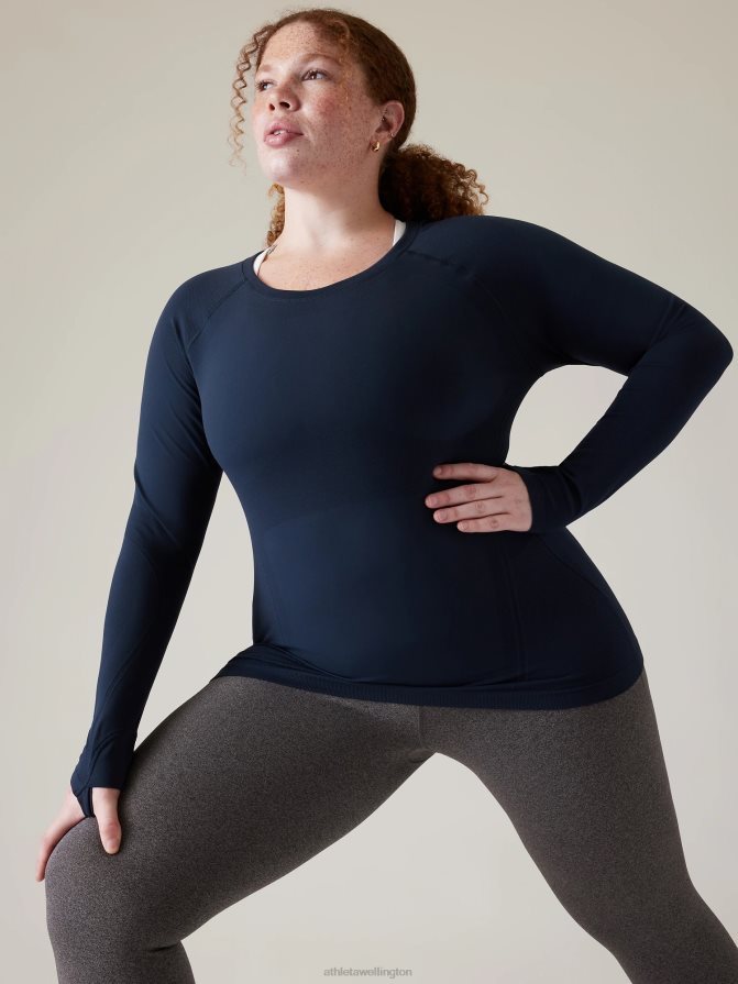 Athleta Women Navy Momentum Seamless Top TZB4L0443