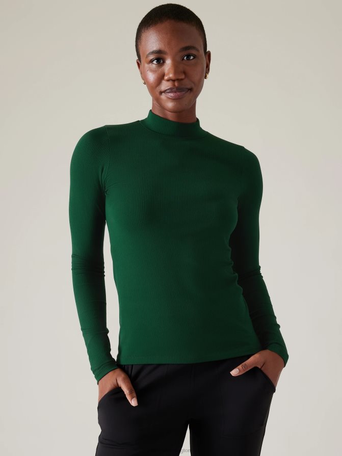 Athleta Women Seaweed Snack Renew Seamless Mock Neck Top TZB4L0352