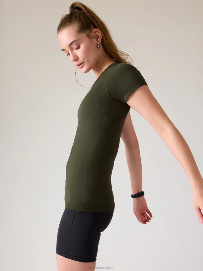 Athleta Women Aspen Olive Momentum Seamless Tee TZB4L0455