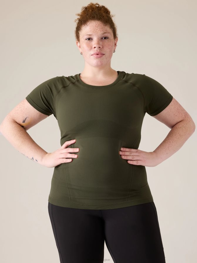 Athleta Women Aspen Olive Momentum Seamless Tee TZB4L0455