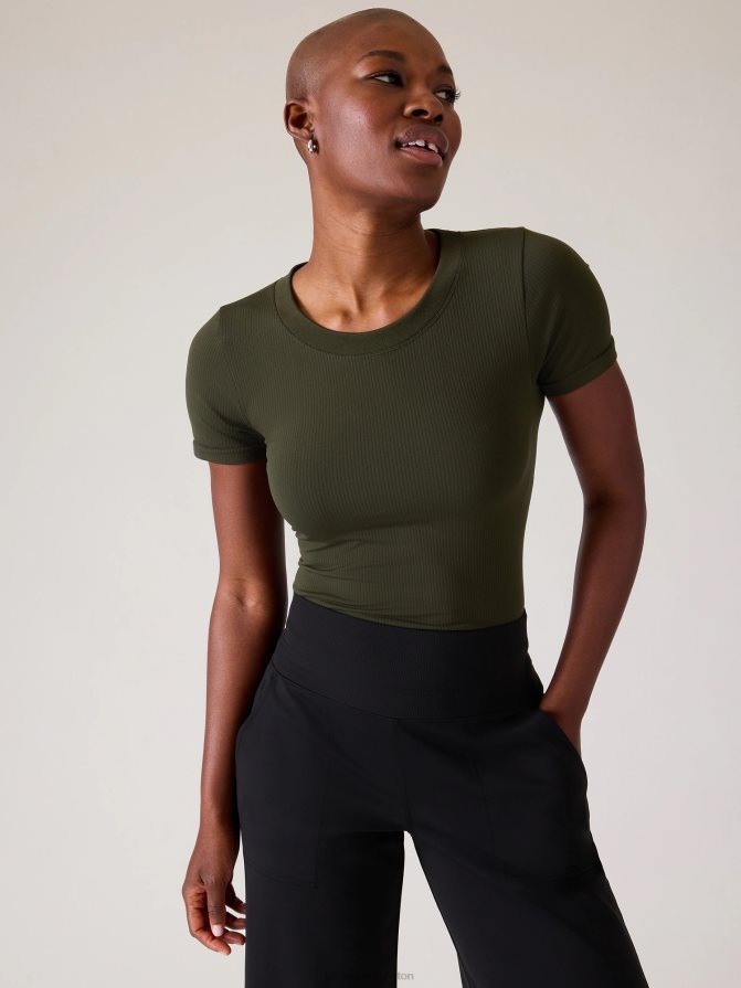 Athleta Women Aspen Olive Renew Seamless Crewneck Tee TZB4L0334