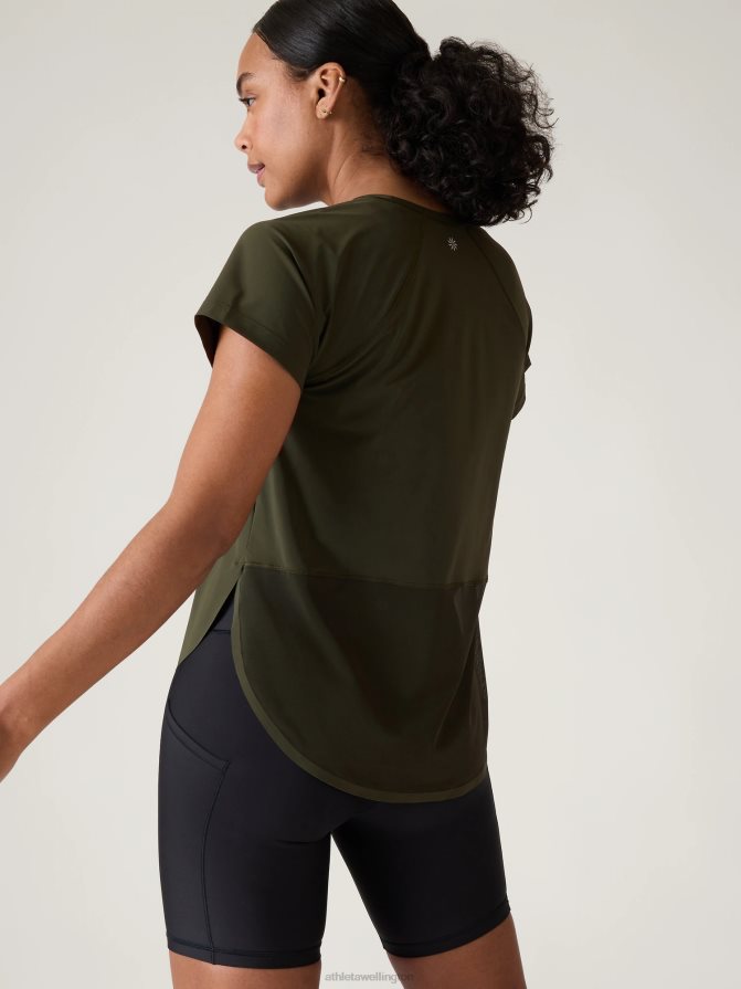 Athleta Women Aspen Olive Ultimate Mesh Tee TZB4L0218