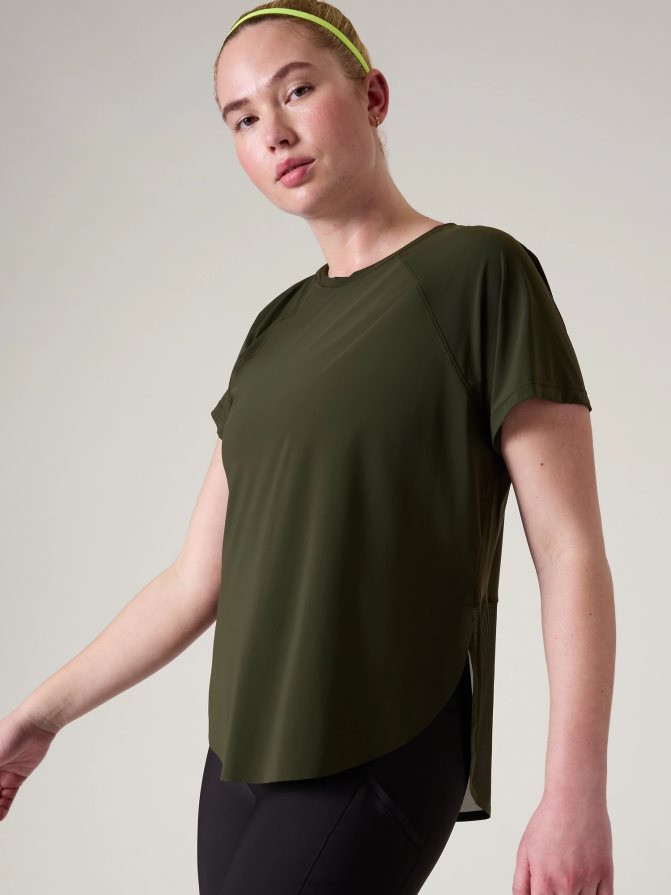 Athleta Women Aspen Olive Ultimate Mesh Tee TZB4L0218