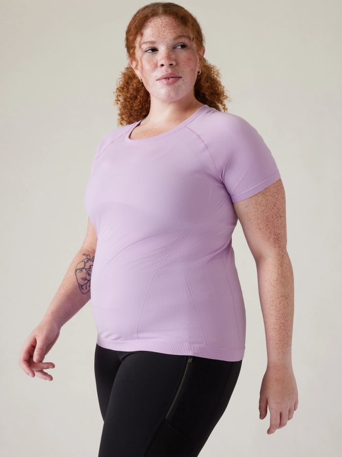 Athleta Women Begonia Momentum Seamless Tee TZB4L0195