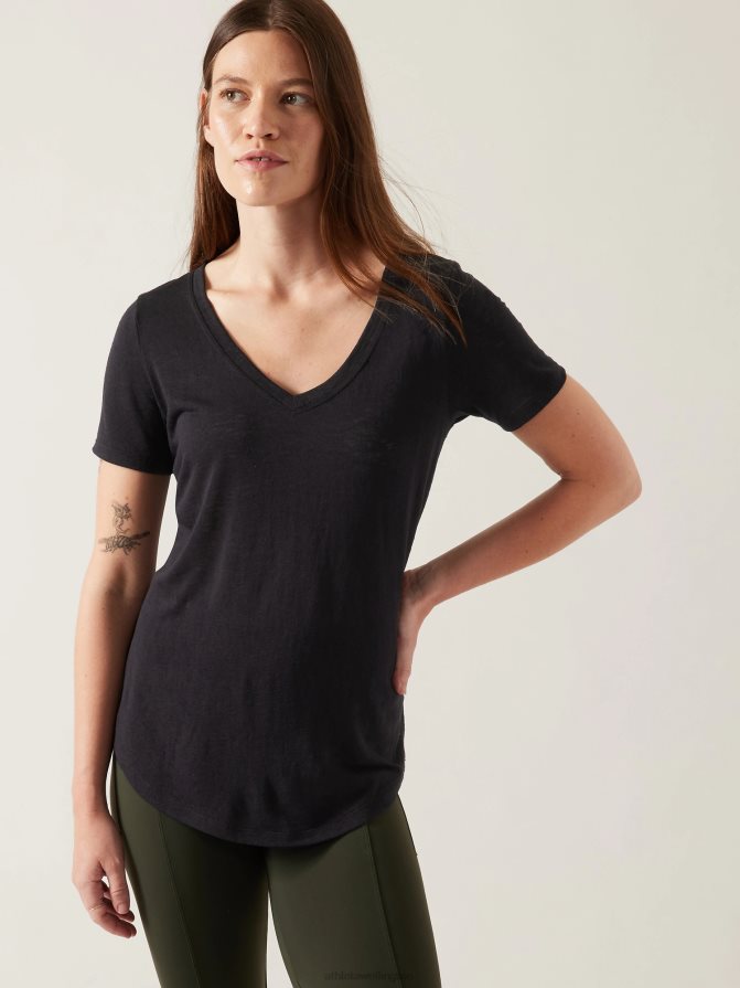 Athleta Women Black Breezy Scoop V Tee TZB4L0310