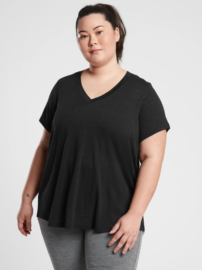 Athleta Women Black Breezy Scoop V Tee TZB4L0310