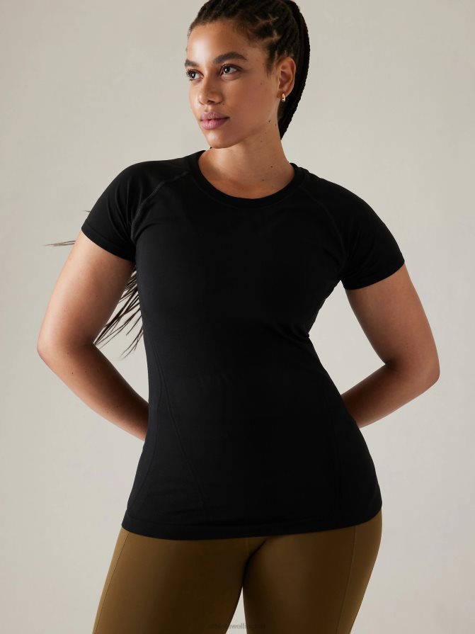 Athleta Women Black Momentum Seamless Tee TZB4L0286