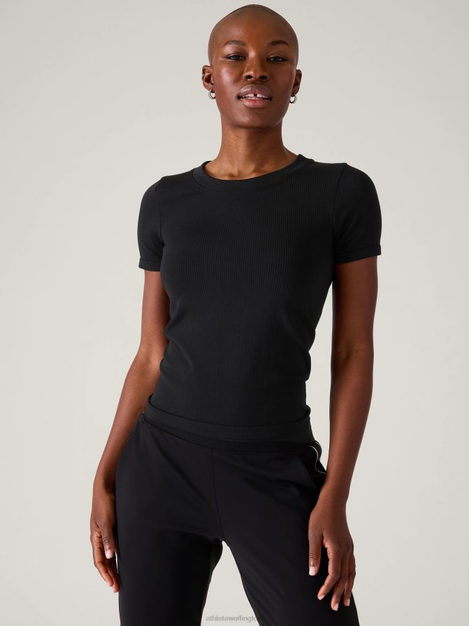 Athleta Women Black Renew Seamless Crewneck Tee TZB4L0374