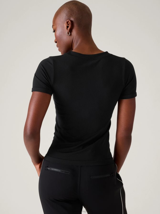 Athleta Women Black Renew Seamless Crewneck Tee TZB4L0374