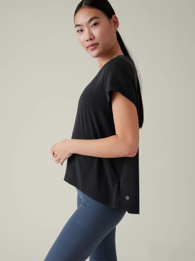 Athleta Women Black With Ease Tee TZB4L0323