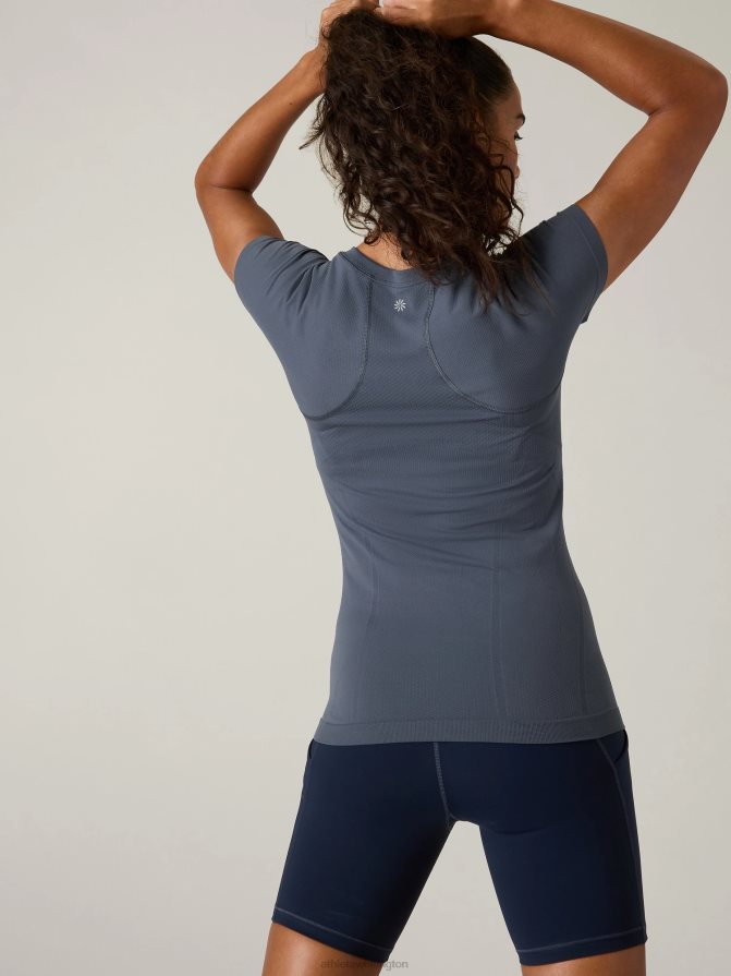 Athleta Women Granite Blue Momentum Seamless Tee TZB4L0270