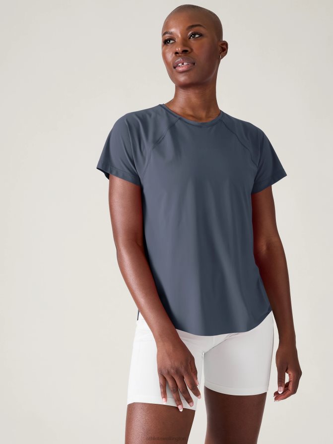 Athleta Women Granite Blue Ultimate Mesh Tee TZB4L0478