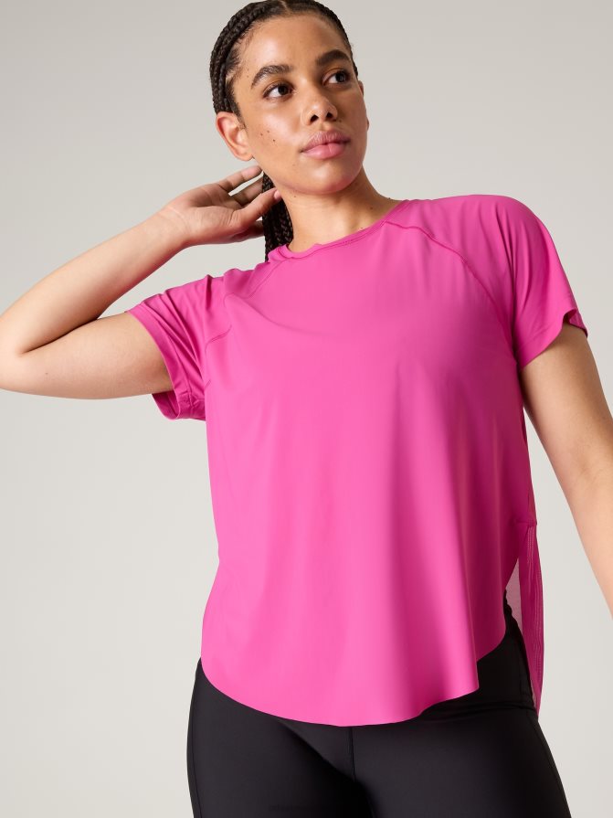 Athleta Women Iceplant Pink Ultimate Mesh Tee TZB4L0376