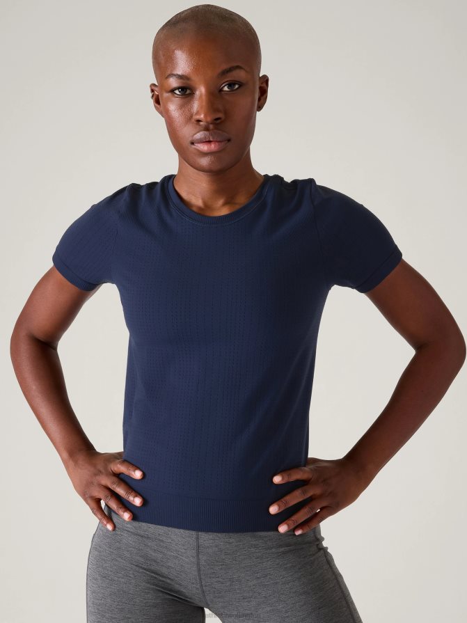 Athleta Women Navy In Motion Seamless Tee TZB4L0241