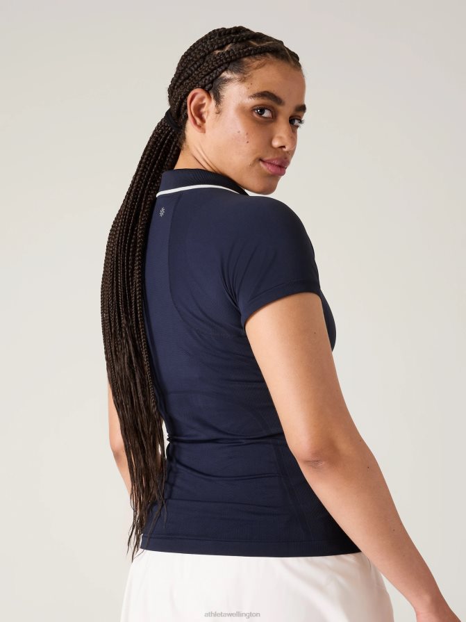 Athleta Women Navy Momentum Seamless Polo Tee TZB4L0530