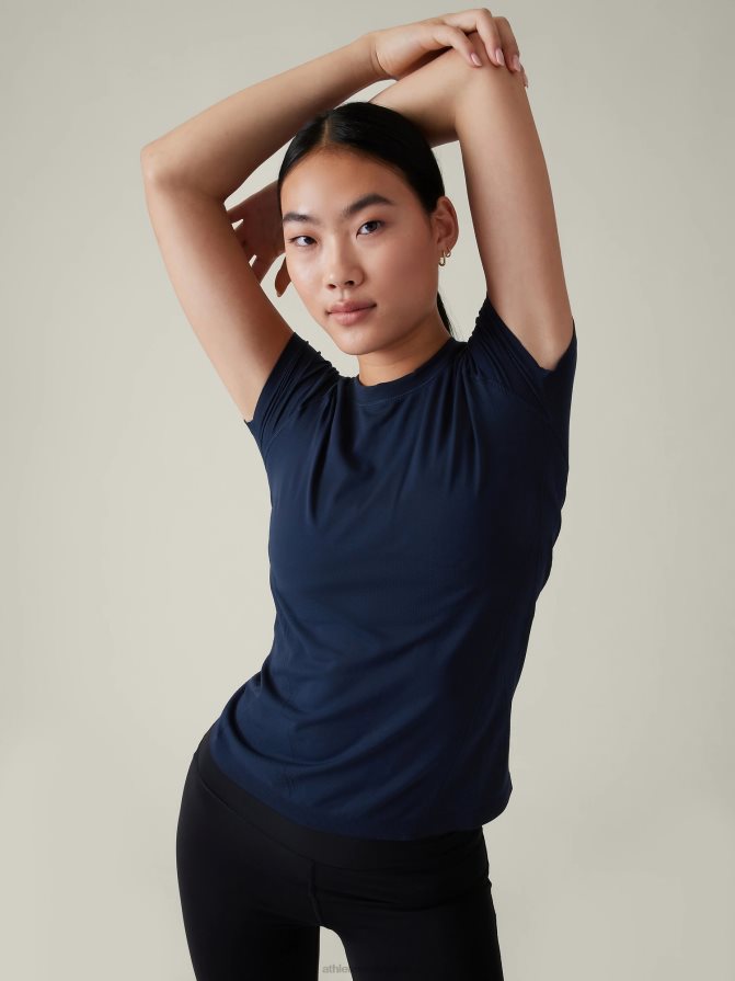 Athleta Women Navy Momentum Seamless Tee TZB4L0339