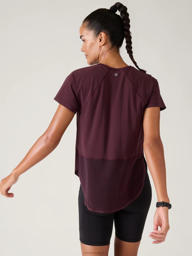 Athleta Women Spiced Cabernet Ultimate Mesh Tee TZB4L0355