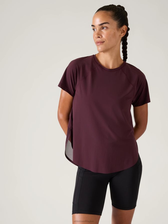 Athleta Women Spiced Cabernet Ultimate Mesh Tee TZB4L0355