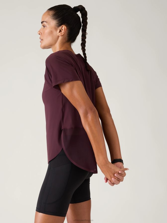 Athleta Women Spiced Cabernet Ultimate Mesh Tee TZB4L0355