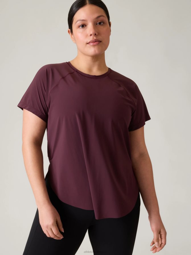 Athleta Women Spiced Cabernet Ultimate Mesh Tee TZB4L0355