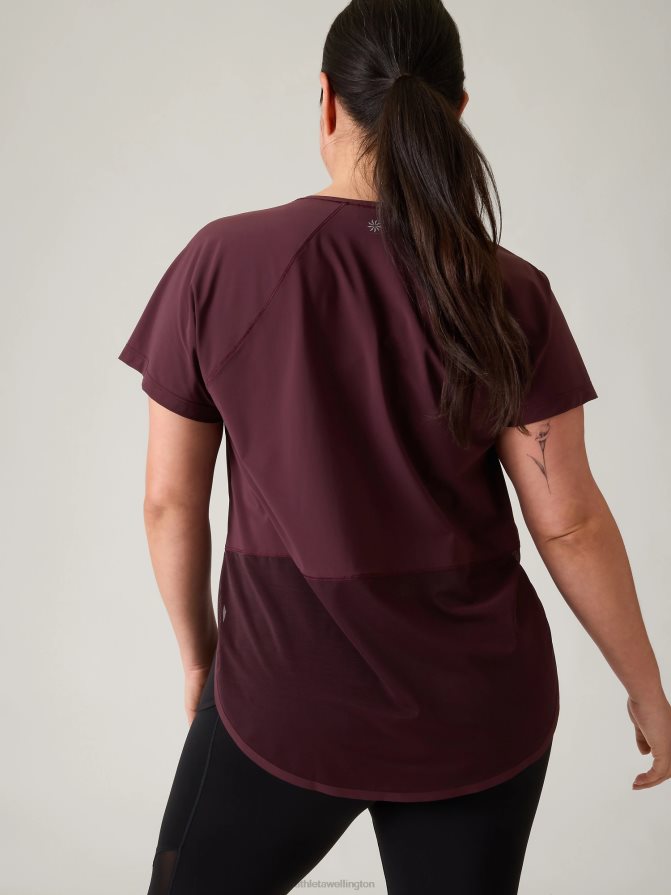 Athleta Women Spiced Cabernet Ultimate Mesh Tee TZB4L0355