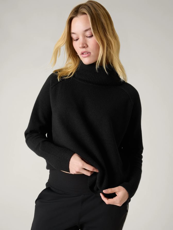 Athleta Women Black Alpine Turtleneck Sweater TZB4L0516