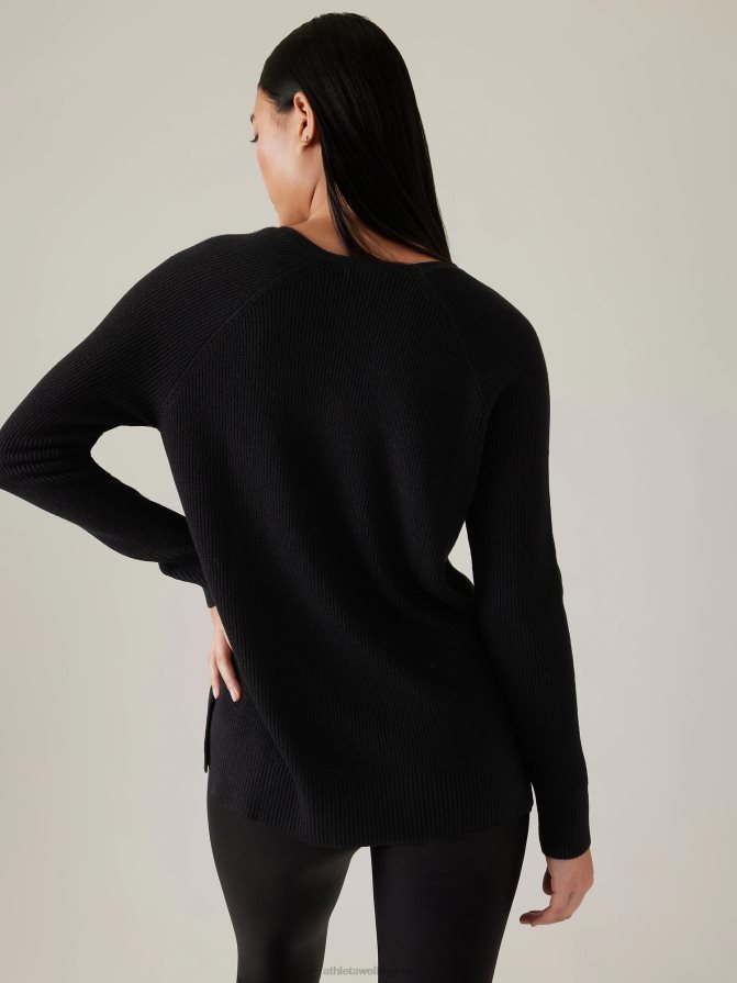 Athleta Women Black Hanover Refined V-Neck Sweater TZB4L0474