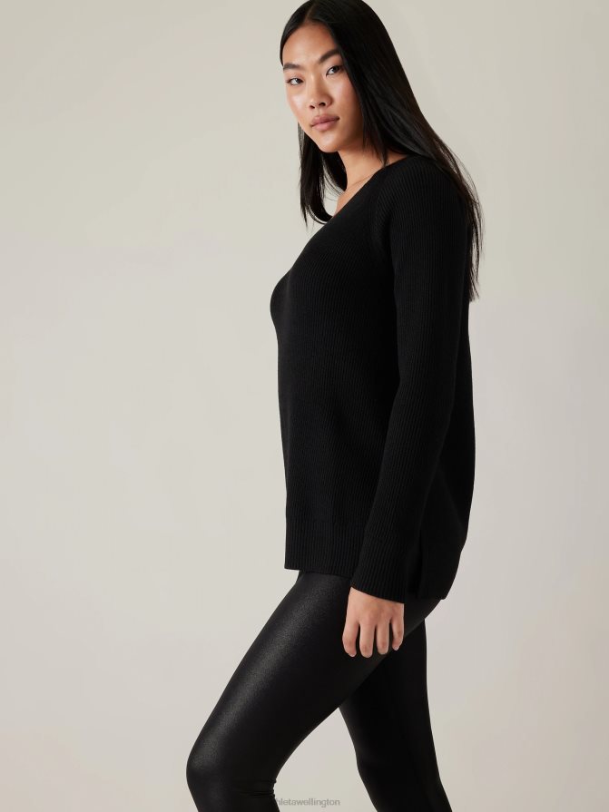 Athleta Women Black Hanover Refined V-Neck Sweater TZB4L0474