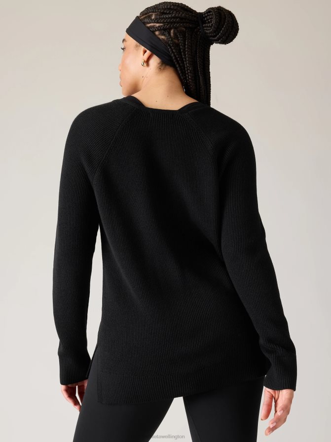 Athleta Women Black Hanover Refined V-Neck Sweater TZB4L0474