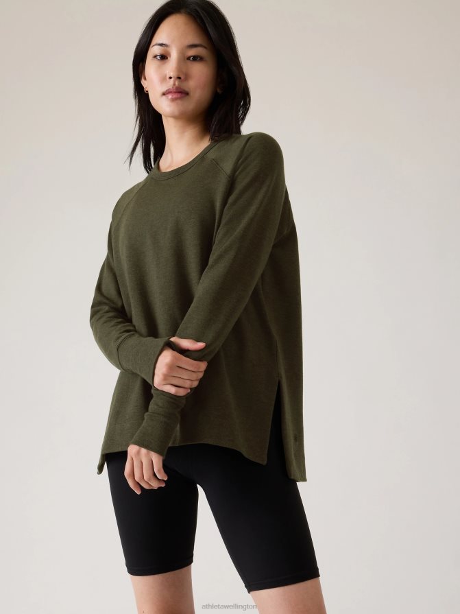 Athleta Women Aspen Olive Heather Coaster Luxe Recover Sweatshirt TZB4L0342