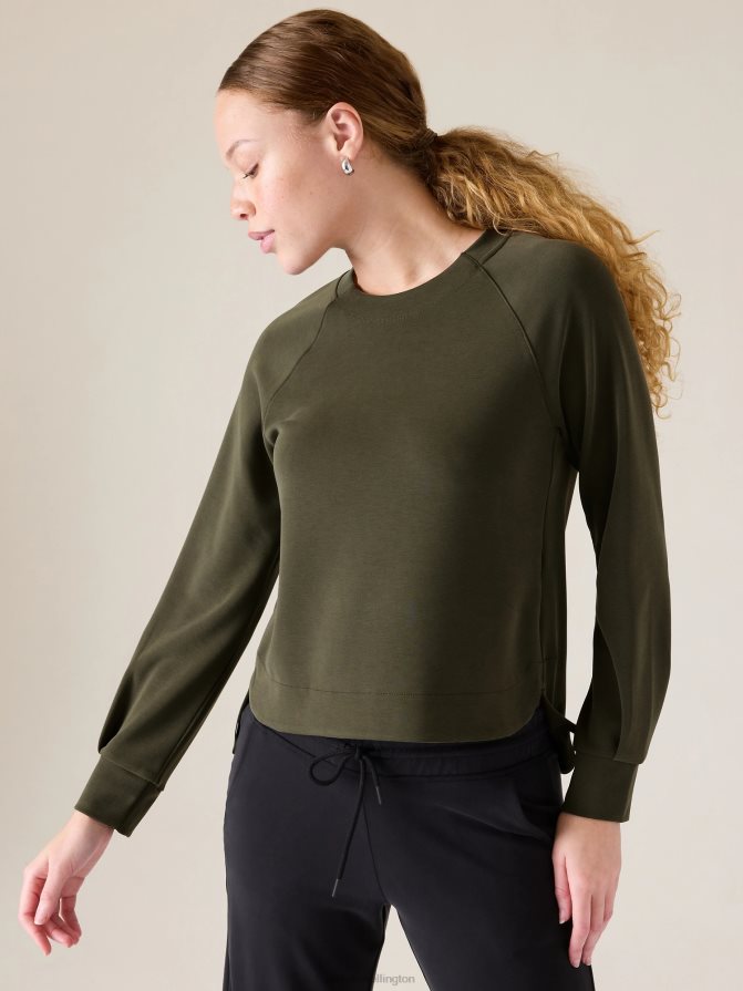 Athleta Women Aspen Olive Seasoft Crewneck Sweatshirt TZB4L0251