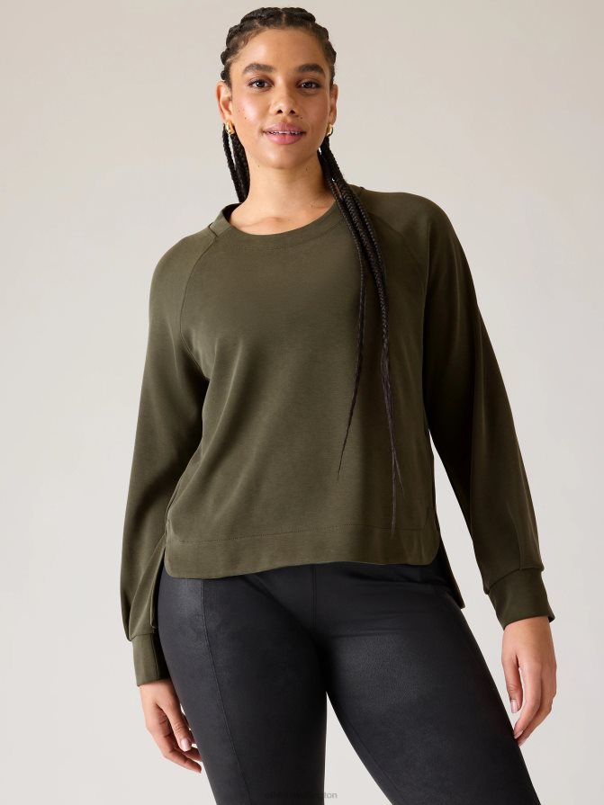 Athleta Women Aspen Olive Seasoft Crewneck Sweatshirt TZB4L0251