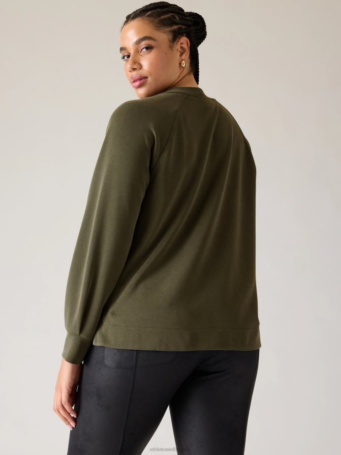 Athleta Women Aspen Olive Seasoft Crewneck Sweatshirt TZB4L0251