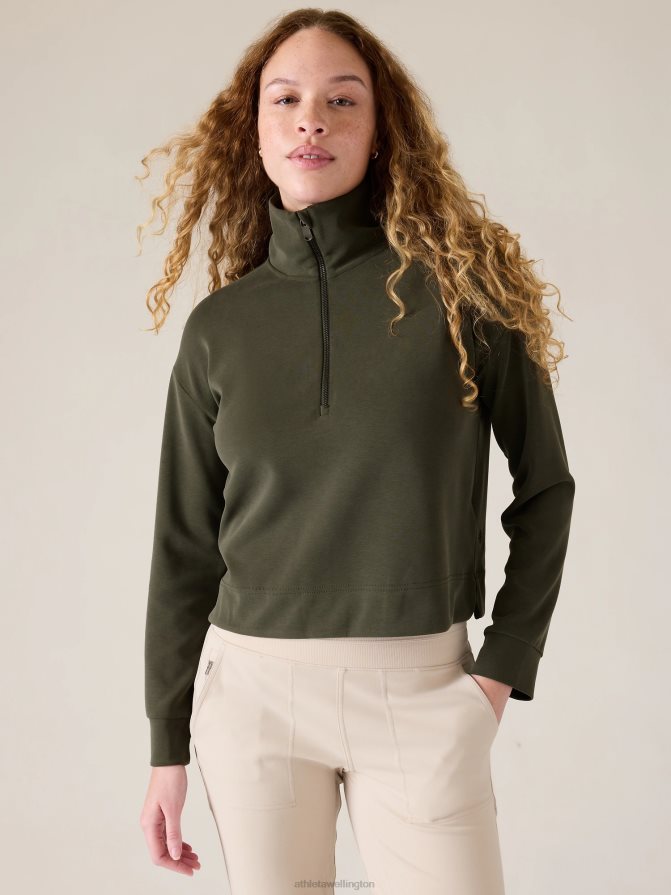 Athleta Women Aspen Olive Seasoft Quarter Zip TZB4L0193