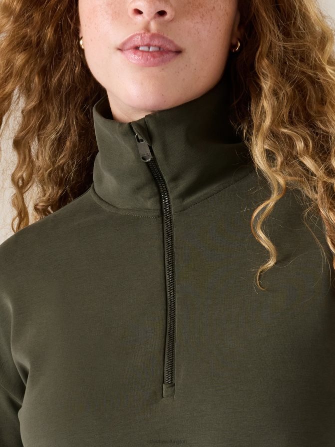 Athleta Women Aspen Olive Seasoft Quarter Zip TZB4L0193