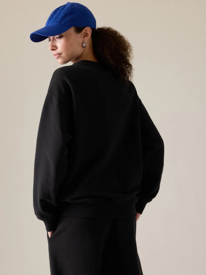 Athleta Women Black Forever Fleece Crewneck Sweatshirt TZB4L0399