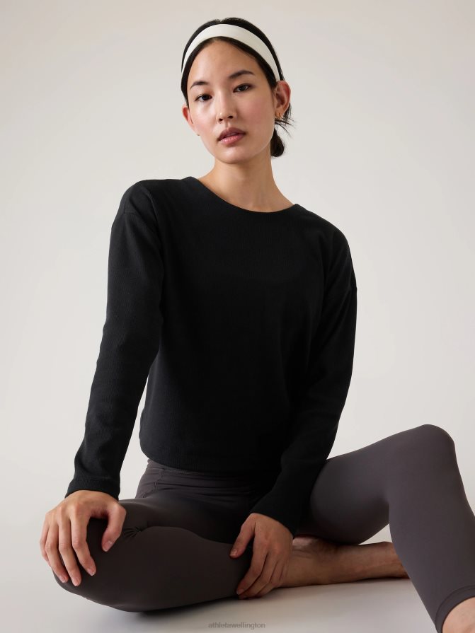 Athleta Women Black Presence Twist Sweatshirt TZB4L0354