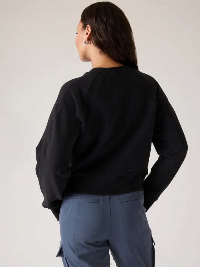 Athleta Women Black Retroplush Revive Crewneck Sweatshirt TZB4L0506