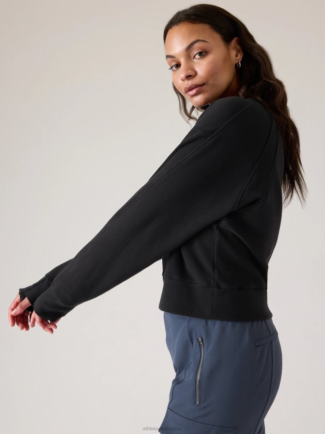 Athleta Women Black Retroplush Revive Crewneck Sweatshirt TZB4L0506