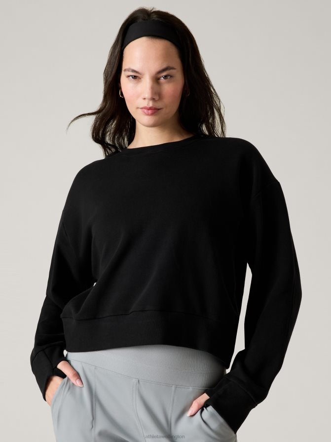 Athleta Women Black Retroplush Revive Crewneck Sweatshirt TZB4L0506