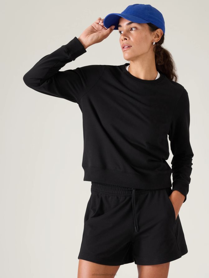 Athleta Women Black Retroterry Crewneck Sweatshirt TZB4L0280