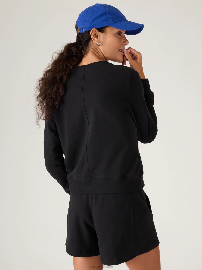 Athleta Women Black Retroterry Crewneck Sweatshirt TZB4L0280