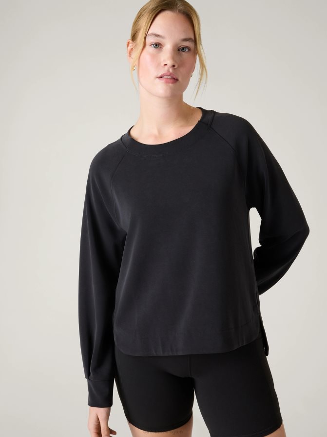 Athleta Women Black Seasoft Crewneck Sweatshirt TZB4L0312